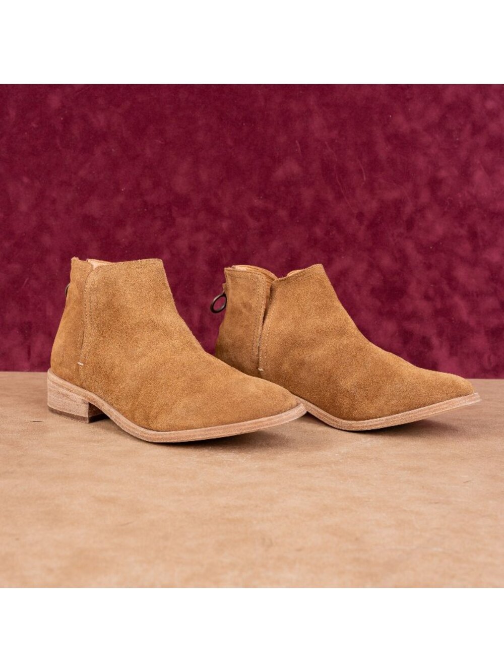 Beek Women Falcon Chestnut Suede Fashion Back Zipper Low Ankle Boots sz 11